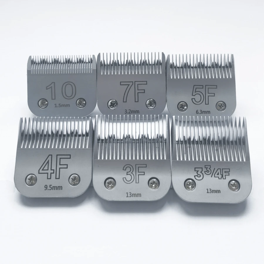 1pc Professional Pet Clipper Replacement Blades – 7F(3.2mm)/40#(0.25mm)/4F(9.5mm)/5F(6.0mm), Steel & Ceramic, Compatible With Andis Oster Laube A5 Series Dog Grooming Clippers