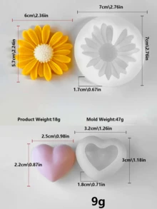 Daisy Heart Shaped Candle Silicone Mold, 3D Flower Heart Design, Candle Wax Plaster DIY Handmade Mold, Daisy Heart Relief Design, Candle Making Tool For Valentine's Day And Mother's Day - Silicone Candle Mold - View 5