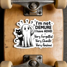 Nhãn dán "Tôi không nhút nhát, tôi bị ADHD" - Nhãn dán hình ma và mèo độc đáo dành cho người có sự khác biệt về thần kinh, quà tặng nâng cao nhận thức về sức khỏe tâm thần cộng đồng ADHD, chất liệu vinyl bóng chống thấm nước, thích hợp dán lên laptop, bình nước, mũ bảo hiểm, sổ tay. - Xem 5