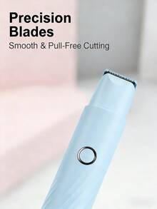 HYUNDAI Electric Body Hair Trimmer - Men's Intimate Area Trimmer - Women's Bikini Trimmer - Wet/Dry Shaver & Groomer, Replaceable Ceramic Blades, USB Charging Base, Waterproof - Baby Blue - View 4