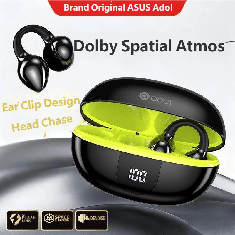 ASUS J19 Ear-Clip Bluetooth Earphones Noise Cancelling Call Gaming Sport Earbuds Long Battery Life Panoramic Surround Sound HD HiFi Hearing Headsets with Micro Original ASUS Adol OWS Bluetooth Wireless Headphones - 查看 1