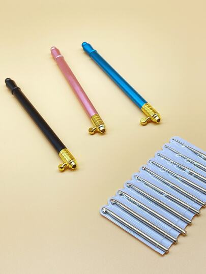 10pcs Interchangeable Crochet Hooks, Hook Sizes 0.5mm-2.75mm, Metal Handles, Space-Saving, For DIY Crocheting Lace Projects