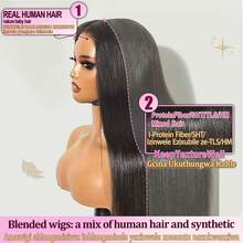 200% Density Black Color Body Wave Human Blended Hair 13X4 13x6 Lace Frontal Wigs For Women Pre Plucked Large Area Lace Front Wig Daily Party Wigs Natural Hairline Wig - Natural & Black - View 6