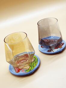 6pcs Fruit/Mushroom Cross Stitch Art Painting Coaster Set, DIY Fruit Art Coasters Suitable For Adult Beginners Craft Supplies - Cross-stitch Coasters - View 7