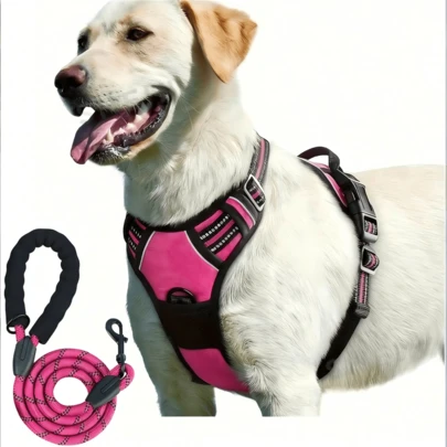2pcs Reflective Dog Harness And 1.5m Leash Set, Breathable Pet Chest Strap Harness Suitable For Small, Medium And Large Dogs, Puppy Chest Strap And Leash Accessory Set