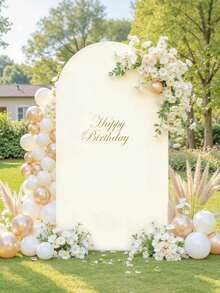 1件套米白色拱形罩布，弹力婚礼拱形背景罩，适用于拱形支架——非常适合婚礼仪式、新娘送礼会、婚宴、生日庆典、宴会和摄影背景。 - 多色 - 查看 1