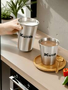 200-350ml Stainless Steel Insulated Tumbler, Large Capacity Single Wall Cup, Suitable For Iced Coffee, Milk Tea And Cold Drinks - Silver - View 3