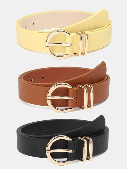 1 pieza Cinturón decorativo de unicolor casual de PU (poliuretano) para mujer, adecuado para uso diario, amarillo