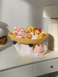 1 pièce Plateau de décoration de bureau en résine mouton mignon, convient pour les événements de célébration, le bureau, la maison, la décoration de table du salon (le nœud est un accessoire pour la photo, non inclus dans le produit), convient également pour la salle de bain, la chambre, grande capacité - Multicolore - Voir 5