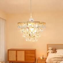 DIY Manual Assembly Crystal Chandelier - Modern Layered Lampshade With Crystal Layers, Tower Shade Compatible For, Assembly (Crystal Parts) - French Gold - View 2