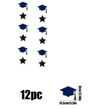 12/24pcs Graduation Hanging Decorations, Suitable For Graduation Party Decor, Black, Navy Blue - View 5