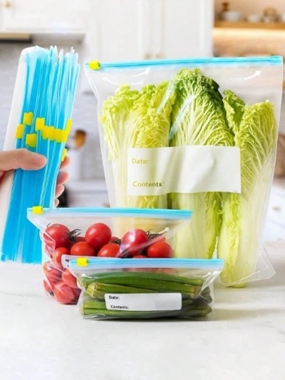 10pcs Storage Bags, Zipper Sealing Bags, Multifunctional Durable Transparent Food Storage Bags, For Meat, Grain, Fruit And Vegetable, Kitchen Organizers And Storage, Kitchen Accessories