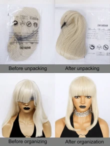 Light Blonde Straight Bob Wig With Bangs, K-Pop Style, High Quality Wigs For Ladies & Cosplay Enthusiasts - Champagne - View 10