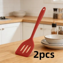 1/2pcs Silicone Slotted Spatula, High Heat Resistant Soft Kitchen Tool For Frying Fish, Eggs, Pancakes, Non-Stick, Dishwasher , Black - Multicolor - View 13