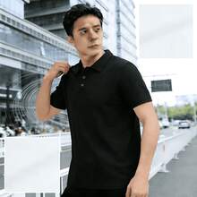 Men's Short-Sleeved Polo Shirts, Fitted, Soft And Lightweight, Breathable, Comfortable And Refreshing. - 黑色 - 查看 2