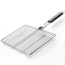 1pc Stainless Steel Foldable Barbecue Grill, Non-Stick Detachable, Portable BBQ Net Suitable For Fish And Vegetables, Thick Outdoor Grill Accessory - Multicolor - View 2