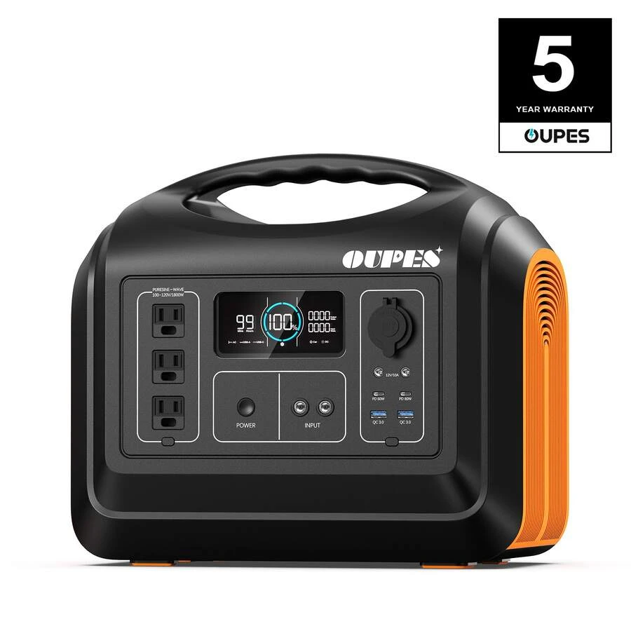 OUPES 1800W Portable Power Station 1488Wh LiFePO4 Battery Pack With 10 Outputs For Outdoor Camping, RV/Van Travel, Emergency Situations, Home Backup - màu đen - Xem 1