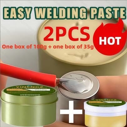 2 Bottles High Purity Multi-Purpose Soldering Paste Kit - Rosin Flux Welding Wire Easy Soldering Paste, 100g+35g Total 135g, Quick Welding, Strong And Stable Welding, Acid-Free Flux Easy To Weld, Suitable For Stainless Steel, Galvanized Plate, Copper, Nickel, Iron, Electrode Plate