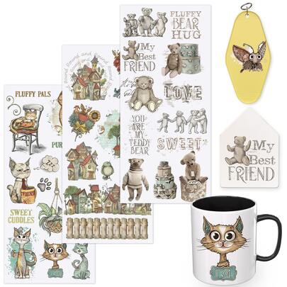 3 قطع/مجموعة ملصقات لاصقة ذاتية للأكواب والزجاجات المائية وديكور المنزل والأجهزة المحمولة والثلاجات، تصميم أكواب DTF بتقنية الأشعة فوق البنفسجية، للحرف اليدوية (الزجاج غير مشمول)