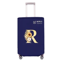 1pc Non-Stretch Non-Woven Fabric Luggage Protective Cover Suitable For 20-30 Inch Trolley Case, Anti-Scratch Luggage Protector, Travel Accessory With Sunflower & Letter Pattern, Back To School Essential - Blue - View 145