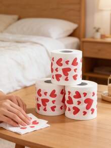 1 Roll Heart Pattern Toilet Paper, Household Toilet Paper, Heart Print Toilet Paper, Novelty Gift, Household Cleaning Supplies, Party Supplies, Holiday Gift - Love - View 4