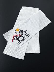 Bộ 5 chiếc đánh dấu trang thêu DIY, vải Aida cổ điển 14CT viền trắng, kích thước 7.48*2.76 inch, thích hợp cho các dự án thủ công DIY. - Sổ tay kẻ ô nhỏ - Xem 1