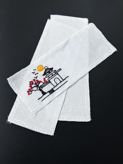 Bộ 5 chiếc đánh dấu trang thêu DIY, vải Aida cổ điển 14CT viền trắng, kích thước 7.48*2.76 inch, thích hợp cho các dự án thủ công DIY.
