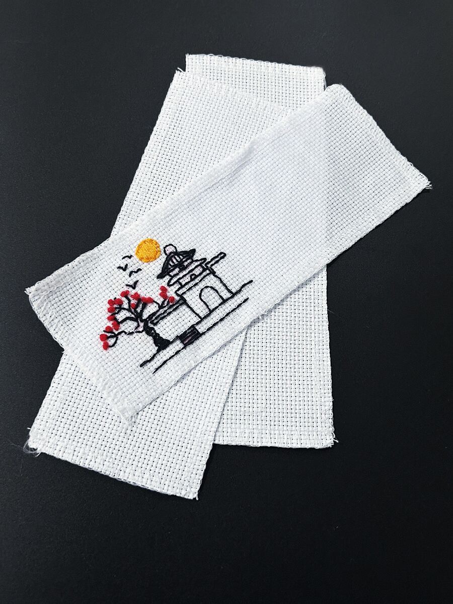 Bộ 5 chiếc đánh dấu trang thêu DIY, vải Aida cổ điển 14CT viền trắng, kích thước 7.48*2.76 inch, thích hợp cho các dự án thủ công DIY. - Sổ tay kẻ ô nhỏ - Xem 1