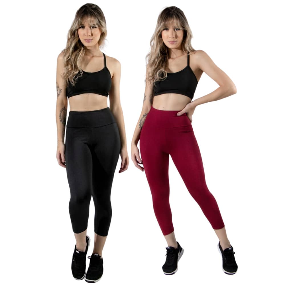 Set Of 2 Capri Leggings, Comfortable Fitness Style, Shaping, High Waist, Supportive - 霧霾藍 - 查看 1