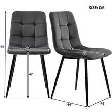 117cm Dining Table With 4 Chairs, Rectangular Dining Table, Modern Kitchen Table And Chair Set, Dark Grey Velvet Dining Chair, Gold Table Legs - Grey - View 6