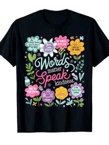 Un t-shirt inspirant pour homme et femme, orné du motif << Répandre la bienveillance ». Il arbore des affirmations positives, des motifs floraux et des mots réconfortants, agrémentés de phrases encourageantes. Ce t-shirt à manches courtes et col rond, à la coupe décontractée, est idéal au quotidien, confortable en toute saison et constitue un cadeau parfait pour les anniversaires, Noël et la fête des Mères. Disponible dans des coloris doux (rose, bleu, jaune, vert, violet). - Noir - Voir 7