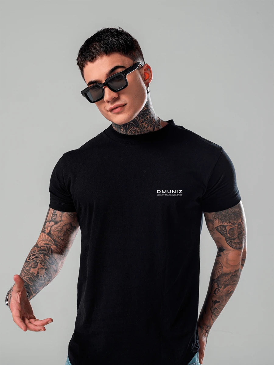 Dmuniz Longline T-Shirt 100% Cotton Short Sleeve Casual Streetwear New Release - màu đen - Xem 1