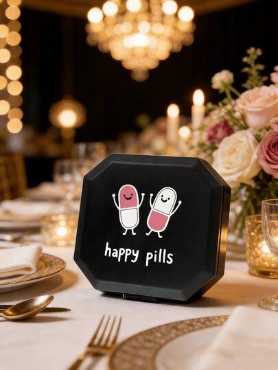 Portable Compartment Pill Box Printed With Pill, Medicine Bottle, And Red Cross Symbols, Portable Medical First Aid Bag, 6-Compartment Capsule Storage Box, Travel Pill Box, Medicine Box, 6-Compartment Pill Storage, Travel Mini Pill Box