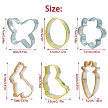 Easter Cookie Cutters Set Of 6,With Soft PVC Edge - Egg, Chick, Carrot, Rabbit, Bunny Face, Butterfly Shapes -Stainless Steel Biscuit Molds For Spring Holiday DIY Baking - Silver - View 6