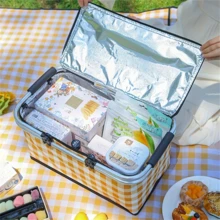 1pc Large Outdoor Picnic Basket With Leak-Proof Lining, Insulated Picnic Basket/Cooler Bag, Portable Foil-Wrapped Insulated Bag, Foldable Insulated Box With Steel Frame, Portable Outdoor Picnic Storage Basket, Suitable For Outdoor Activities, Travel, Beach, Camping. - Giỏ dã ngoại - Xem 7