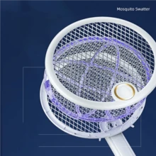 OBOVAY 2-In-1 180° Rotatable USB Rechargeable Electric Mosquito Swatter With UV Mosquito Killer Lamp, Home Use - Multicolor - View 4