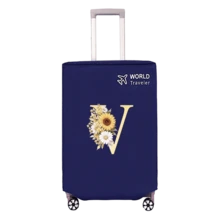 1pc Non-Stretch Non-Woven Fabric Luggage Protective Cover Suitable For 20-30 Inch Trolley Case, Anti-Scratch Luggage Protector, Travel Accessory With Sunflower & Letter Pattern, Back To School Essential - Blue - View 76