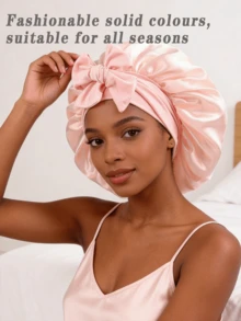 Silk Sleep Cap For Ladies, Satin Sleep Cap Oversized Curly Hair Sleep Cap With Elasticated Ties, Available In Various Colours  Spring/Summer Fashion Colour Combinations  Essential Hair Care Accessory For Home And Travel  Soft To The Touch   Exceptional Valu - 彩色 - 查看 3