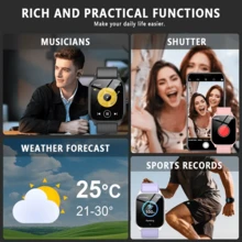 LAXASFIT Smart Watch, High-Definition Display, 100+ Sports Modes, Voice Assistant & Music Control - Wireless Connection, Silicone Strap, Rechargeable Battery, Square Case, Compatible With Android & IOS - Fashionable Fitness Tracker - View 4