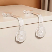 2/4/6/8/10/12pcs Transparent Child Safety Locks - Adjustable Drawer Cabinet Door Fridge Locks, No Drilling Required, Anti-Theft Design, Multi-Angle Flexible, 145mm Length, Plastic Material, Non-Destructive Installation, Furniture Protection, Modern Safety Locks - Clear - View 4