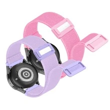 2条装尼龙弹性磁吸式替换表带，兼容 40mm 41mm 44mm 45mm，手表 - 燻衣紫+粉紅 - 查看 8