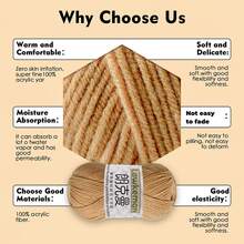 Lawkeman 4卷/200克多色手工编织纱线，可用于钩织毯子、衣服、包包、拖鞋等，柔软易钩织，每卷约50克，中等粗细，可用于钩织围巾、帽子、毛衣等，是送给家人和朋友的DIY礼物，适合初学者，礼品套装 - 多款式 - 查看 2