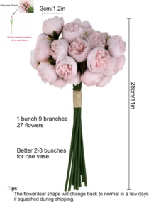 Luxury French Style Faux Peony Bouquet, High Density Silk Cloth Fake Flowers, Living Room Dining Table Foyer TV Cabinet Decor, Wedding Bridal Bouquet, New Year Housewarming Soft Furnishing, Maintenance-Free Everlasting Flowers, Bendable Stem Design, Modern Minimalist Home Decor, Tabletop Floral Arrangement, Wedding Proposal Decoration, Holiday Atmosphere Creator - Multicolor - View 11