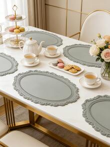 1 件 42*28 厘米硅胶防滑餐垫，北欧风格餐桌装饰垫，可水洗，易清洁，防滑，甜美梦幻，优雅餐垫，餐桌摆设，厨房桌面，节日及婚礼装饰 - 彩色 - 查看 2