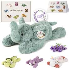 KOWSi Microwavable Heating Pad Triceratops Winged Unicorn Elephant Bear Plush - Weighted Stuffed Animal Toy With Tourmaline Beads & Lavender - 1.8 Lb For Long Lasting Cozy Warmth - Includes Gift Box & Greeting Card - Voi Xanh - Xem 1