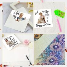 6pcs Diamond Painting Greeting Cards, Cartoon Character Themed Patterns, Paper Material With Round & Asymmetrical Diamond Dots, Suitable For Women's Day, Birthday, Holiday Party Blessings - View 8