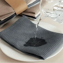 3/6pcs Waffle Dishcloths, Solid Color Kitchen Cleaning Rags, Thickened Absorbent Towels, Mixed Colors - 35*35CM - View 4
