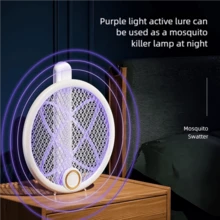 OBOVAY 2-In-1 180° Rotatable USB Rechargeable Electric Mosquito Swatter With UV Mosquito Killer Lamp, Home Use - Multicolor - View 6