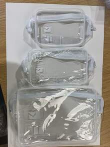 TSA认证透明洗漱包 - 高品质旅行化妆包，四季皆宜，尺寸符合随身行李规定。透明设计方便查看，是收纳护肤品和化妆品的理想之选。机场随身洗漱旅行包。化妆包、化妆品收纳包、化妆品收纳袋、透明化妆包、洗漱包、度假必备品、女士旅行礼物 - 白色 - 查看 6