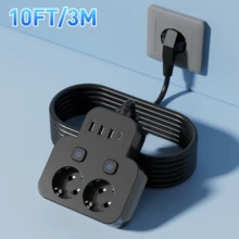 Ổ cắm điện đa năng 6 trong 1 với cổng USB, thiết kế nhiều công tắc, bộ chuyển đổi du lịch, cổng sạc USB, công tắc độc lập, có thể gắn tường, thích hợp cho văn phòng/gia đình, trạm sạc ổ cắm điện kéo dài - Phích cắm loại EU E (220-240V) - Xem 11
